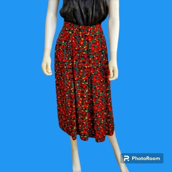 Vtg PROPHECY 1990s rainbow confetti pleated tea length Skirt - Picture 1 of 8